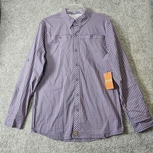 Reel Legends Shirt Mens Small Purple Check Vented Fishing Long Sleeve RLMN2015